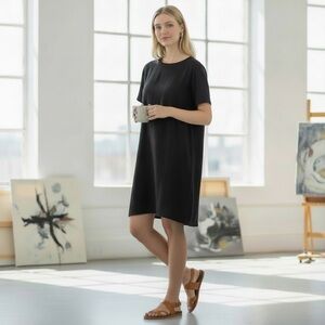 ❤️ J. Crew Silk Like Black T-Shirt Dress Size XXL